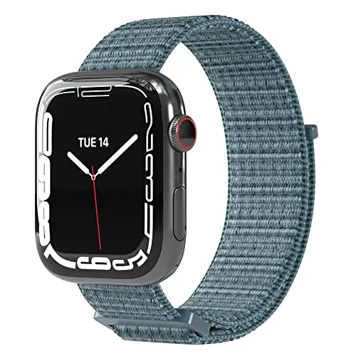 EAZY CASE Armband kompatibel mit Apple Watch 44mm / 45mm / 46mm / 49mm verstellbares Ersatzarmband Nylon Sport Loop für Apple Watch Serie 11 10 9 8 7 6 5 4 3 2 1 SE für Damen Herren Stahlblau