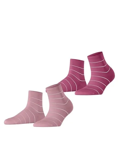 ESPRIT Damen Socken Fine Line Multipack W Sso Baumwolle gemustert 2 Paar, Rosa Rose Pink Mix 0090, 35-38