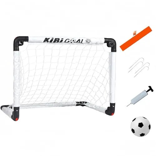 KiBiGOAL Fussballtor Kinder Fußballtor Set, Kleines Fußballtor 60x45cm + Mini Fussball 13cm Set,Klappbar Tragbare Fussballtor für Garten/Indoor/Outdoor, Klein Fußball Spielzeug Geschenk für Kinder