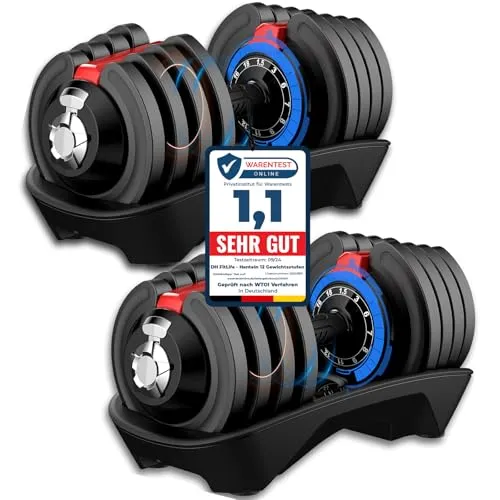 DH FitLife 2 x 18kg verstellbare Hanteln in schwarz von DH FitLife