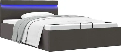 Bett mit Bettkasten Hydraulisch LED Dunkelgrau 140x200 cm - Modernes Bettgestell mit hydraulischem Mechanismus und LED-Beleuchtung für eine stimmungsvolle Atmosphäre. Bietet praktischen Stauraum und ist ideal für stilvolle Schlafzimmer.