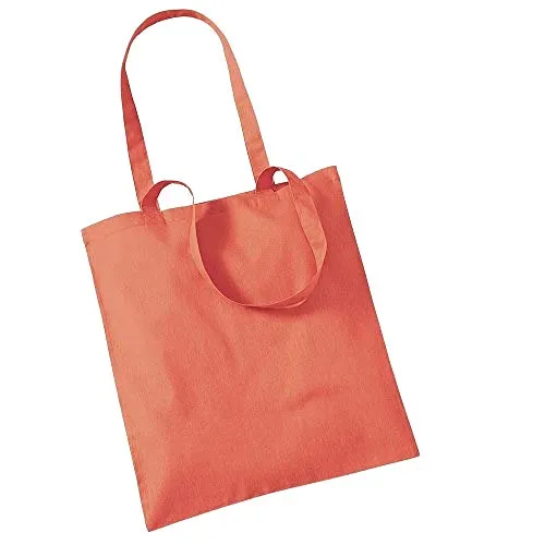 Westford Mill - Baumwoll-Tragetasche mit langen Henkeln One Size,Coral