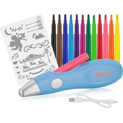 Peach elektrischer Airbrush Stift | 12 Farben | inkl. mehr als 70 Vorlagen