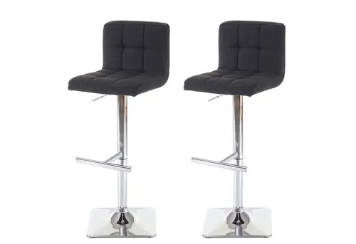 PROREGAL® Barhocker 2x Barhocker gepolstert mit Lehne Sitzhöhe 63-84cm Stoff Dunkelgrau