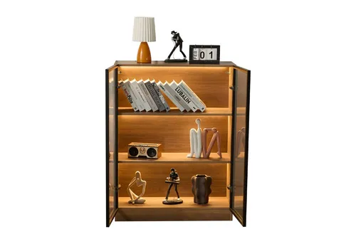 MERAX Glasvitrine Sideboard mit LED-Beleuchtung