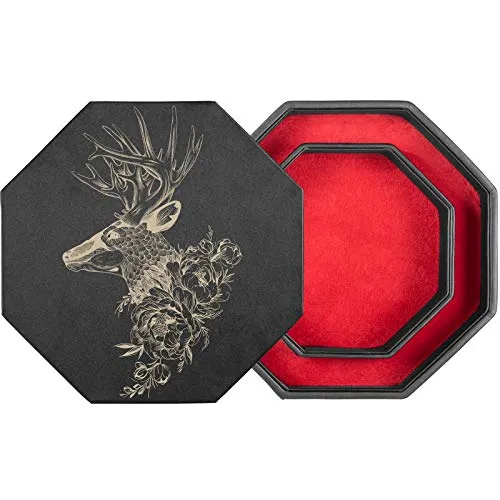 shibby Würfelbrett mit Würfel-Ablage und Deckel für alle Tabletop Spiele - 23,5cm floral M7-1 (rot)