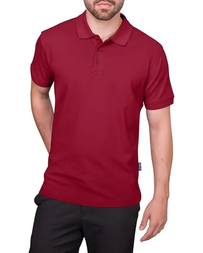 HRM Premium Polo Shirt, Bordeaux, 5XL - 100% Baumwolle, Basic Polohemd, Hochwertige & nachhaltige Herren-Bekleidung, Workwear