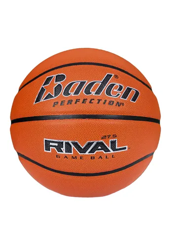 BADEN Basketball Rival NFHS - Spiel- und Trainingsball Gr. 6 - Bälle für Indoor/Outdoor, ideal für Spiele und Training. Der orangefarbene Ball Größe 6 bietet hervorragenden Grip und Langlebigkeit.