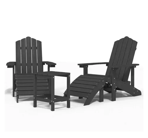 furnicato Gartenstuhl Adirondack Gartenstuhl-Set Anthrazit HDPE mit Tisch 38x38x46 cm (1 St)