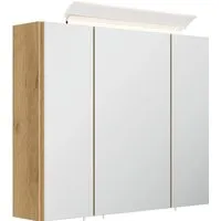 Badezimmer Spiegelschrank 75 cm mit LED-Lampe - Spiegelschränke mit 3 Türen, Softclose-Funktion und eleganter LED-Acrylglaslampe für eine helle Ausleuchtung. Ideal für modernes Badezimmer-Design und optimalen Stauraum.