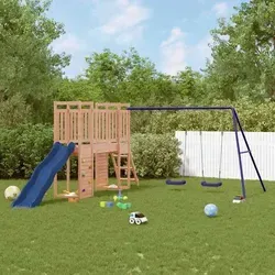 vidaXL Spielturm aus Douglasien-Massivholz - Entdecke den perfekten Spielplatz für deine Kinder! Dieser robuste Spielturm bietet mit Plattform, Rutsche, Schaukeln und Kletterwand unendlichen Spielspaß im eigenen Garten.