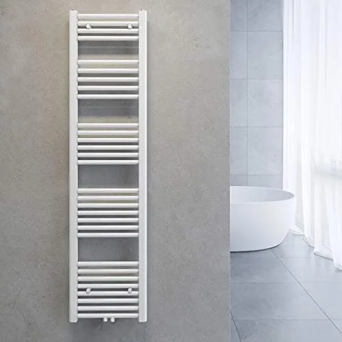 ELEGANT Handtuchtrockner Badheizkörper Mittelanschluss Gerade Weiß 40×160cm | Weiße Ausführung, Mittelanschluss, gerades Design als Handtuchtrockner und Badheizkörper für Badezimmer
