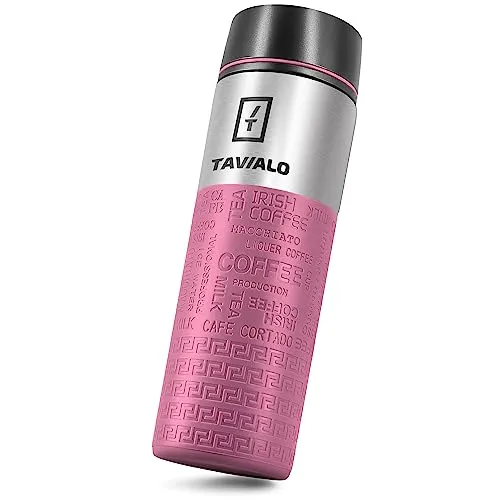 TAVIALO Thermobecher 380 ml – Isolierbecher Kaffee to go, Edelstahl BPA-frei, doppelwandig & auslaufsicher, inkl. 2 Silikondichtungen, hält Getränke 12 h heiß / 24 h kalt (Rosa)