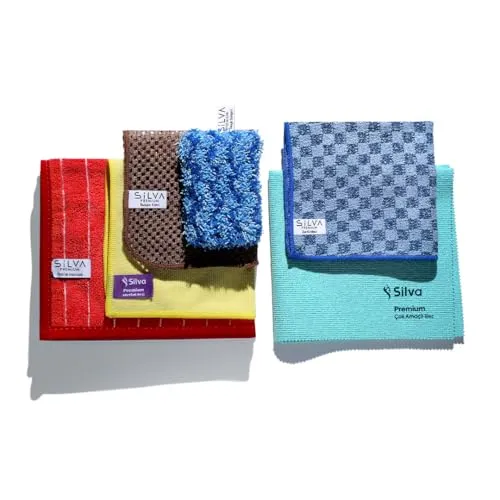 Silva Mikrofasertücher - Langlebige Allzweck-Reinigungstücher im 6er Pack - Hochwertige Mikrofasertücher mit hoher Absorption, ideal für streifenfreies Reinigen in Küche und Auto. Wiederverwendbar und umweltfreundlich – die perfekte Wahl für nachhaltige Sauberkeit!