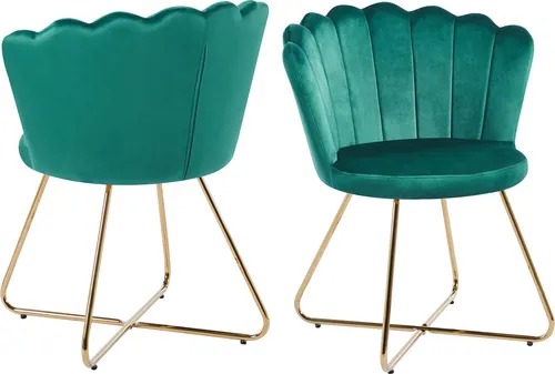 Stuhl 2er-Set in Grün – Hochwertiger Samtbezug in gold von SalesFever