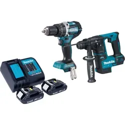 Makita DLX 2278 SY Akku Kombo Kit – Flexibel und Leistungsstark - Akku Kombo Kit mit Schlagbohrmaschine und Meißelhammer, ideal für vielfältige Anwendungen. Lieferung mit 2x 1,5 Ah Lithium-Ionen-Akkus und Ladegerät.