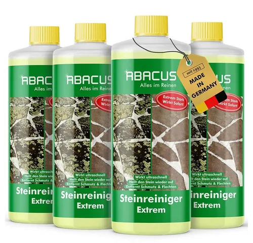 ABACUS Steinreiniger Extrem - Effektiver Grünbelagentferner für Außenflächen - Grünbelagentferner für Terrasse, Fassade und mehr. Entfernt sofort Algen, Schmutz und Flechten mit Sofortwirkung. Ideal für eine gründliche Reinigung von Steinoberflächen.