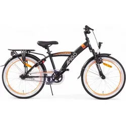 AMIGO Kinderfahrrad Roady 20 Zoll - Schwarz/Orange - Robustes Kinderfahrrad für Jungen, ausgestattet mit Rücktrittbremse und V-Brake für sicheres Bremsen. Ideal für Kinder von 6-8 Jahren, mit höhenverstellbarem Lenker und Sattel für lange Nutzung.
