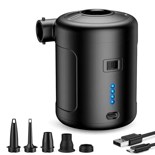 SUPPOU Elektrische Luftpumpe, 6 In 1 Tragbar Luftpumpe Elektrisch Wiederaufladbare 6000mAh Akku Luftpumpe, Elektrische Luftpumpe für Luftmatratze Planschbecken Pool