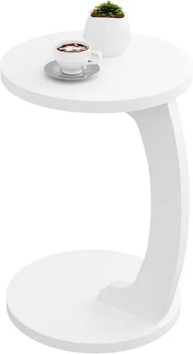Produktbild Woltu Beistelltisch C-Form, rund, Weiß, φ38xH55 cm
