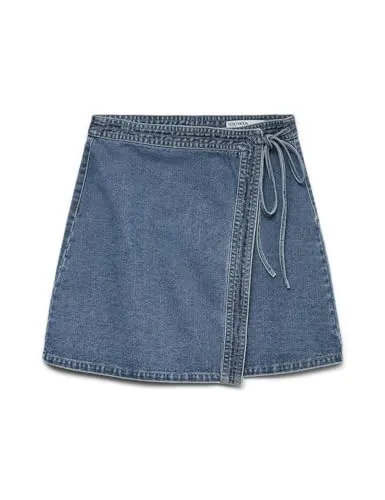 VERO MODA Vmliza Mr Short Denim Wrap Skirt Ga Noos - Damenrock aus Denim, zeitloser Wickelstil für einen lässigen Look, perfekt für den Sommer!