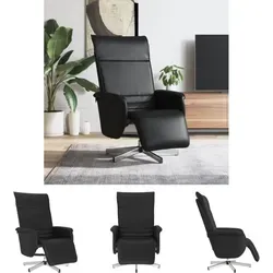 The Living Store Relaxsessel Schwarz Kunstleder mit Fußteil