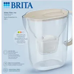 BRITA Wasserfilter Kanne Style Essential XL sand (3,6L) mit MAXTRA PRO