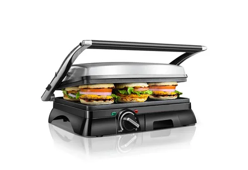 Aigostar Paninigrill Kontaktgrill XXL, Sandwichmaker und Panini Grill, Temperaturkontrolle, 2000,00 W, Antihaftbeschichtung, 180° klappbar, Fettauffangschale, 190–230 °C