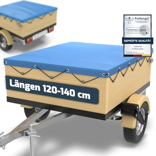Tarpofix® Flachplane 130 x 110 x 7,5 cm mit Planenseil | Anhängerplane verstärkt aus PVC | Plane für Anhänger diverse Modelle PKW Anhänger 350kg & 500kg FP DDR