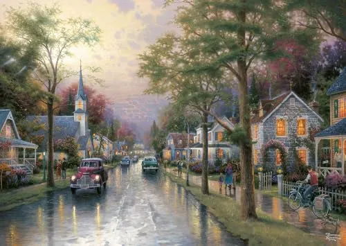 Schmidt Spiele 58441 Thomas Kinkade, Morgen in der kleinen Stadt, 1000 Teile Puzzle