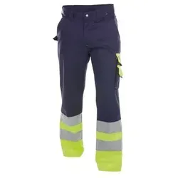 DASSY Omaha Warn Bundhose 200620 6892 DUNKELBLAU/NEONGELB Gr. 50 - Hochsichtbare Arbeitskleidung - Warnschutz Bundhose aus DASSY HIVIS Material, ideal für maximale Sichtbarkeit und Sicherheit bei der Arbeit.