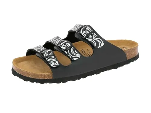 Lico BIOLINE LADY SOFT Damen Pantoletten, Schwarz/Weiß, 37 EU - Pantoletten für Damen mit flexibler Laufsohle für weichen Gehkomfort und pflegeleichtem Material.