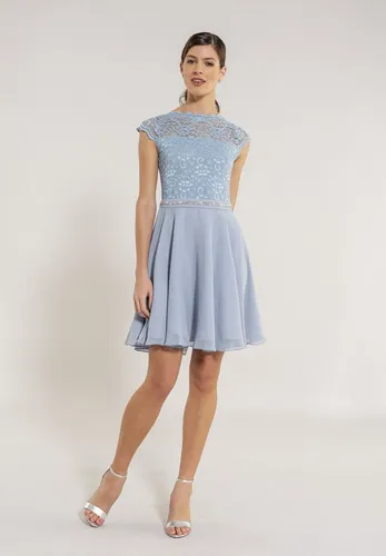 SWING Cocktailkleid - Cocktailkleid mit elastischem Spitzentop Glitzer Gürtel