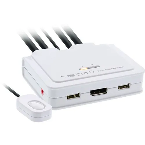 InLine KVM-Audio-USB-Switch 2 x KVM/Audio/USB - KVM Switch für 1 lokalen Benutzer, ermöglicht die einfache Steuerung mehrerer PCs mit nur einem Satz Peripheriegeräte, ideal für Home Office und effizientes Arbeiten.