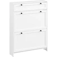 SoBuy Schuhkipper Schmal Schuhschrank für bis zu 8 Paar Schuhe - Praktischer Schuhschrank für den Flur, mit 2 Regalfächern und einer Schublade. Ideal zur platzsparenden Aufbewahrung von Schuhen. Hergestellt aus robustem MDF für eine lange Lebensdauer.