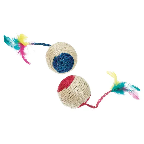 Karlie Sisal Spielball mit Feder Rassel Catnip für Katzen 6 cm
