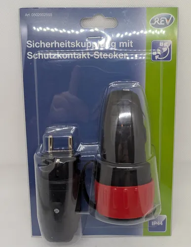 Sicherheitkupplung + Schtuzkontaktstecker - REV Ritter - IP44 - Schwarz - Gummi