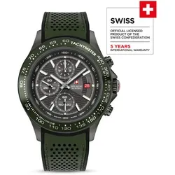 SWISS MILITARY HANOWA Watchman - Chronograph mit Silikon-Lederarmband - Chronograph mit 41 mm Gehäuse aus 316L Chirurgenedelstahl, wasserdicht bis 10 ATM, ideal für Schwimmen und Schnorcheln – perfekte Kombination aus Eleganz und Funktionalität.