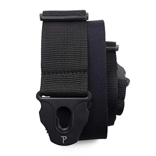 Perri's Leathers Ltd. - Gitarrengurt - Nylon - Neopren - Gepolstert - Integrierte Gurtsicherung - Schwarz - Einstellbar - Für Akustik-/Bass-/Elektrogitarren - Hergestellt in Kanada (KDL60PL-7137)