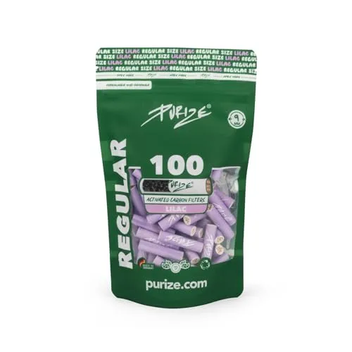 PURIZE® Regular Size Aktivkohlefilter ø 9 mm – 100er Pack - Flieder