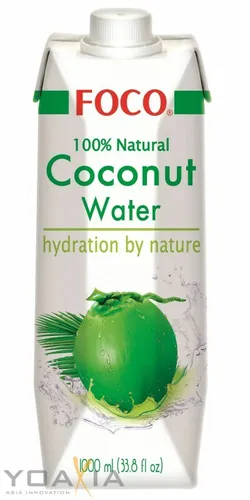 [ 1 Liter ] FOCO Pures Kokosnusswasser / Kokoswasser Coconut Water