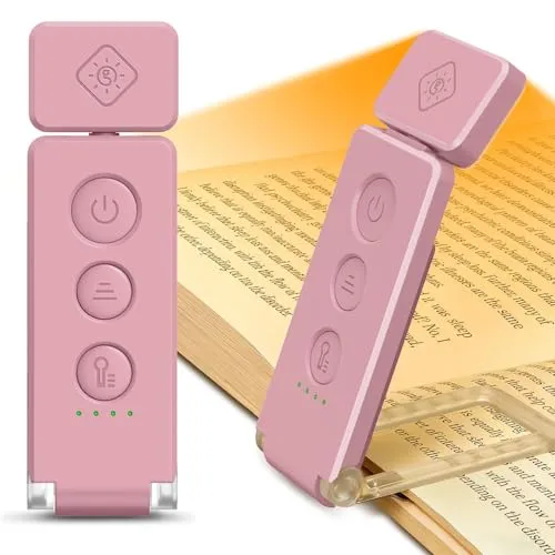 Glocusent Leselampe Buch Klemme 12 LED, Bis zu 100Std. Laufzeit, USB-C | 5 Farben & 5 Stufenlose Helligkeiten, Augenschonend Buch Klemmlampe für Buchliebhaber, Kinder Nachtlesen ins Bett