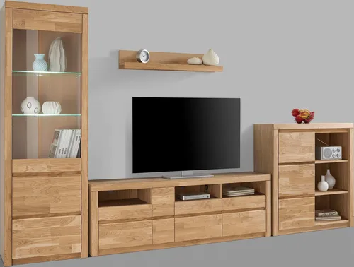 OTTO home Wohnwand Silkeborg, (Set, 4-St), teilmassives Holz