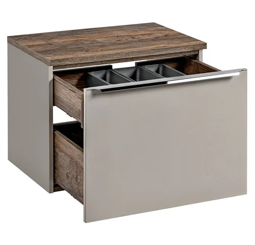 Lomadox Badmöbel Waschtisch Unterschrank Set 60cm - Hochwertiger Waschtisch-Unterschrank in Taupe mit Vintage Oak Eiche Nb., ausgestattet mit 2 Softclose-Schubkästen für leises Schließen. Ideal für stilvolle Badezimmer.