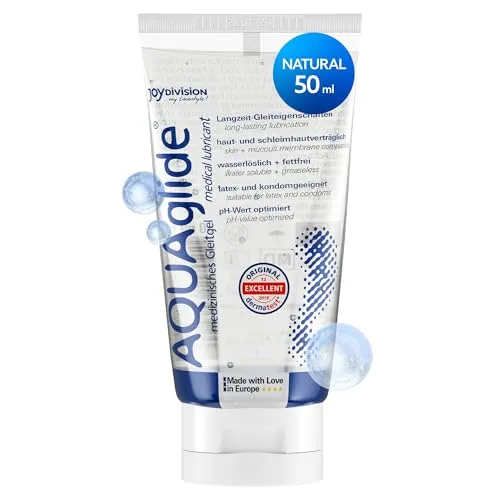 JOYDIVISION AQUAglide 50 ml Gleitgel Natural, Geruchsneutral & transparent, wasserbasiertes & kristallklares Gleitmittel, Für Latex-kondome geeignet