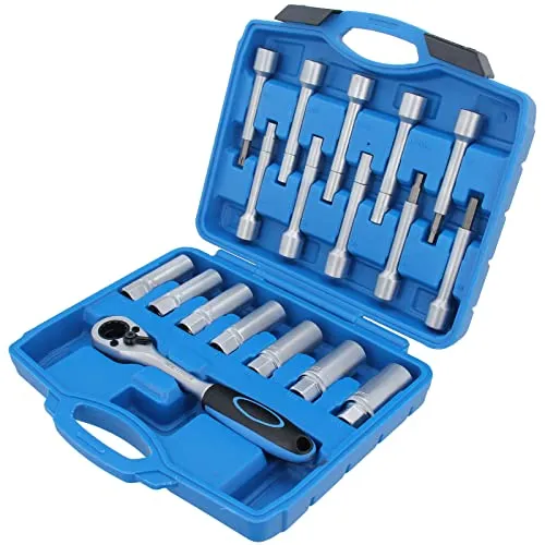 GEPCO 18tlg Stoßdämpfer Nuss Werkzeug Satz Federbein Domlager Wechsel Spezial Stecknuss 1/2