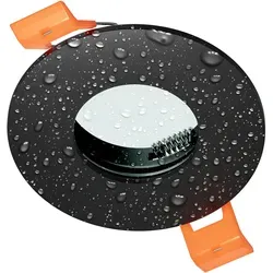 ledscom.de Bad-Deckeneinbaurahmen ERID, Feuchtraum, Badezimmer, IP44, rund, schwarz matt
