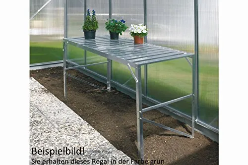 Aluminium Pflanztisch Tannengrün, L 120 x 54 x H 76 cm - Pflanztisch aus lackiertem Aluminium, ideal zur Erhöhung Ihrer Anzuchtfläche im Gewächshaus. Leicht zu verstauen und platzsparend.