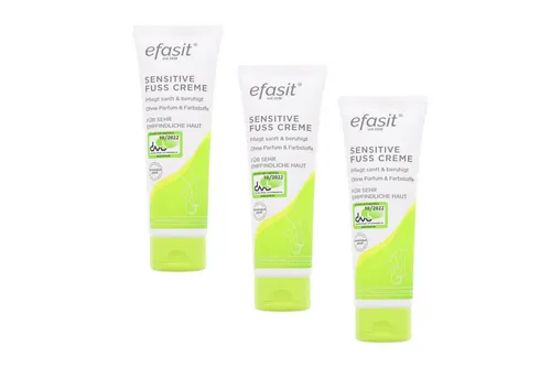 efasit Fußcreme 3x efasit Sensitive Fußcreme je 75ml Sehr Trockene & Empfindliche Haut