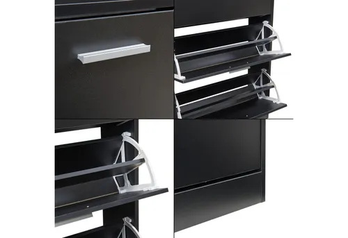 en.casa Schuhschrank »Sykkylven« - Schuhschrank in Schwarz mit 3 Klappen, bietet Platz für ca. 12 Paar Schuhe, ideal für platzsparende Aufbewahrung in Flur oder Diele.